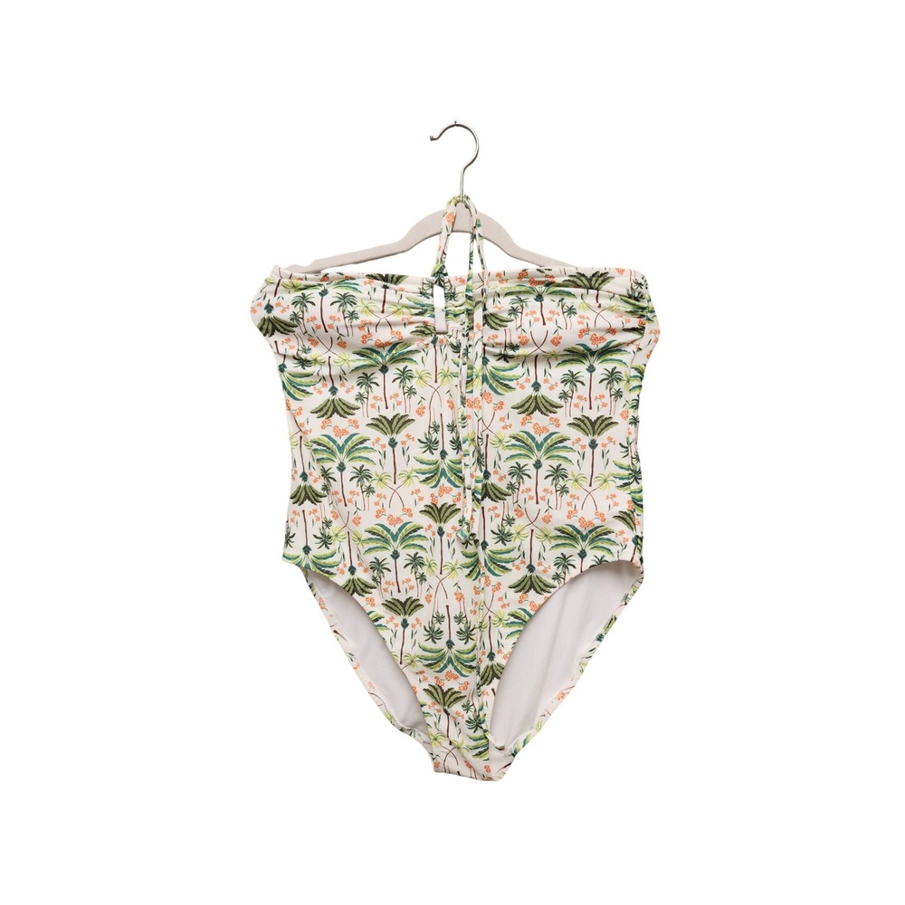 Old Navy Womens XL Tropical Palm Tree Floral Halter Bandeau One Piece Swimsuit